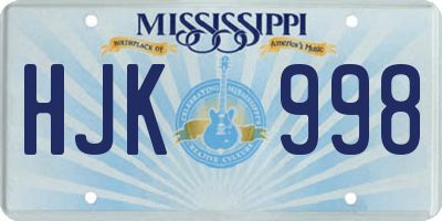 MS license plate HJK998