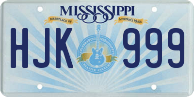 MS license plate HJK999