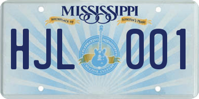 MS license plate HJL001