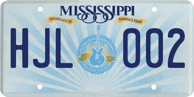MS license plate HJL002
