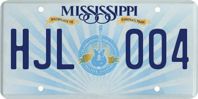 MS license plate HJL004