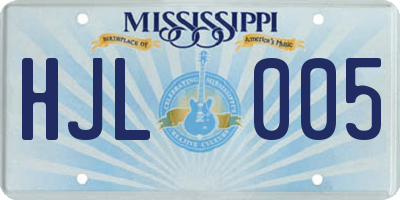 MS license plate HJL005