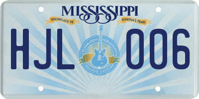 MS license plate HJL006