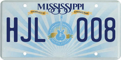 MS license plate HJL008