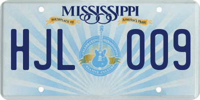 MS license plate HJL009