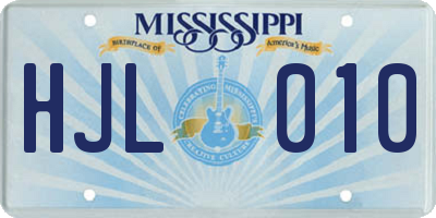 MS license plate HJL010
