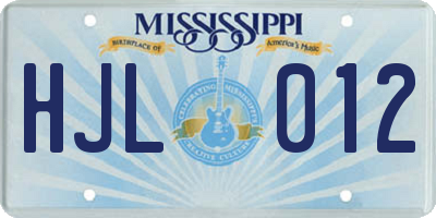 MS license plate HJL012