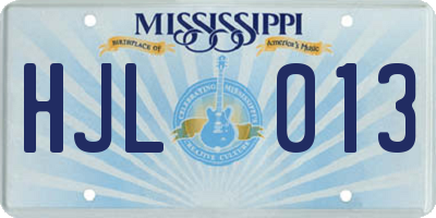 MS license plate HJL013