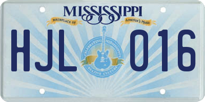 MS license plate HJL016