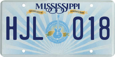 MS license plate HJL018