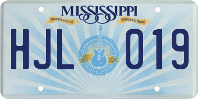 MS license plate HJL019