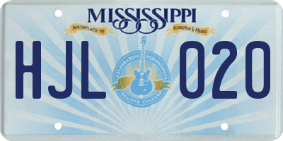 MS license plate HJL020