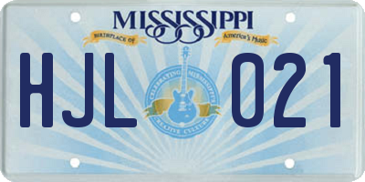 MS license plate HJL021
