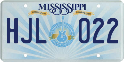 MS license plate HJL022