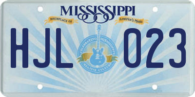 MS license plate HJL023