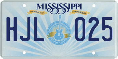 MS license plate HJL025