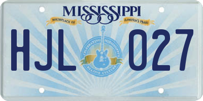 MS license plate HJL027