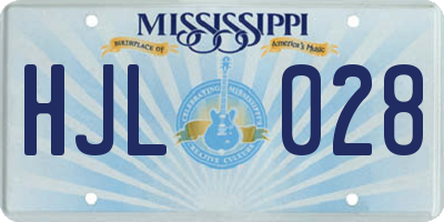 MS license plate HJL028