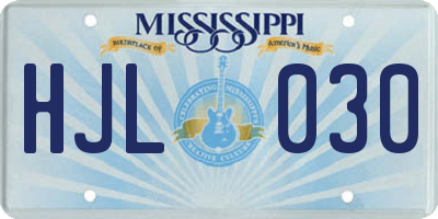 MS license plate HJL030