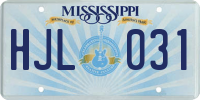 MS license plate HJL031