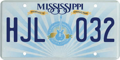 MS license plate HJL032