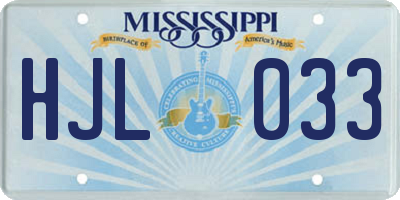 MS license plate HJL033