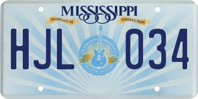 MS license plate HJL034