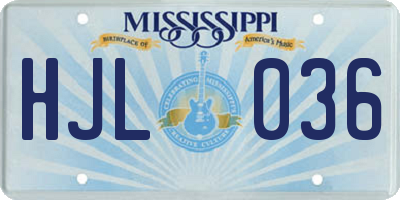 MS license plate HJL036