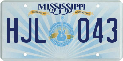 MS license plate HJL043