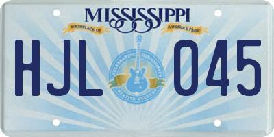 MS license plate HJL045