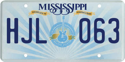MS license plate HJL063