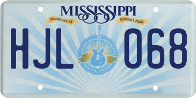 MS license plate HJL068