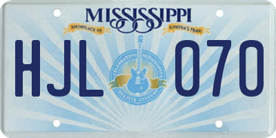 MS license plate HJL070