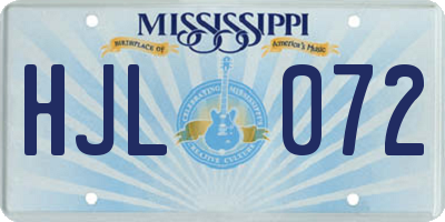 MS license plate HJL072