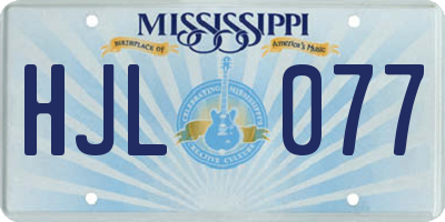 MS license plate HJL077
