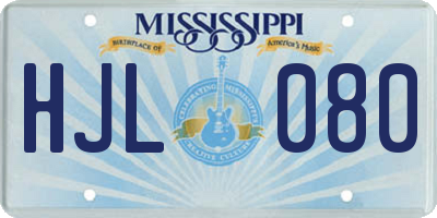 MS license plate HJL080