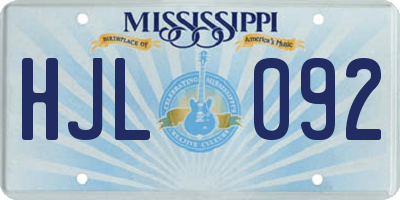MS license plate HJL092