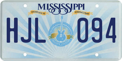 MS license plate HJL094
