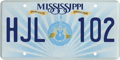 MS license plate HJL102