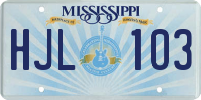 MS license plate HJL103