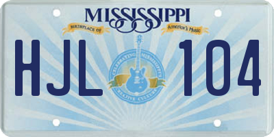 MS license plate HJL104