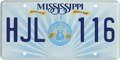 MS license plate HJL116