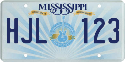 MS license plate HJL123