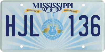 MS license plate HJL136