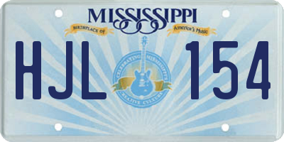 MS license plate HJL154