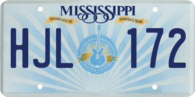 MS license plate HJL172
