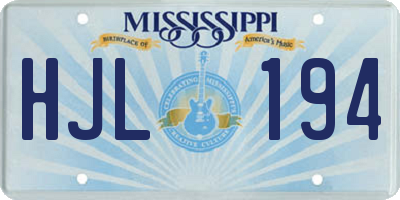 MS license plate HJL194