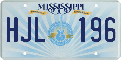 MS license plate HJL196