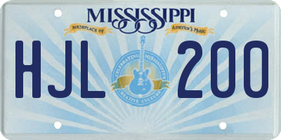 MS license plate HJL200