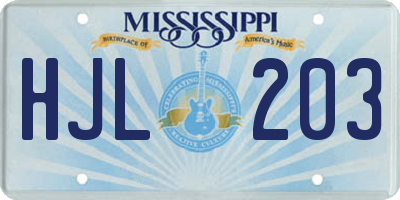 MS license plate HJL203